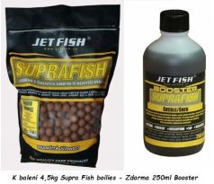 Jet Fish Boilie Supra Fish 4,5kg - ŠKEBLE & ŠNEK + Supra fish Booster 250ml Zdarma