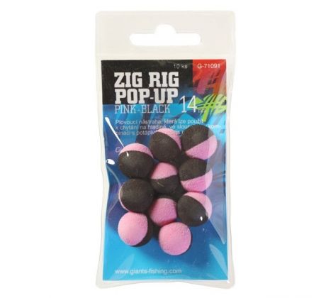Giants Fishing Pěnové plovoucí boilie Zig Rig Pop-Up pink-black 10mm,10ks