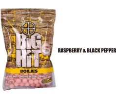 Boilies Crafty Catcher Big Hit 1kg Raspberry & Black Pepper/Malina & Černý pepř