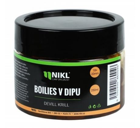 Nikl Boilies v dipu Devill Krill - 18+20 mm 250gr