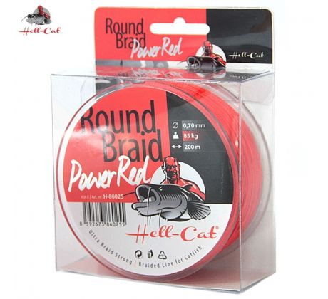 Hell-Cat Splétaná šňůra Round Braid Power Red 0,60mm, 75kg, 200m