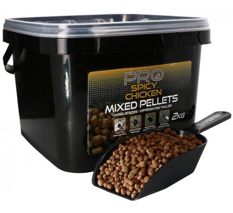 STARBAITS Pro Spicy Chicken Pelety Mixed 2kg + lopatka