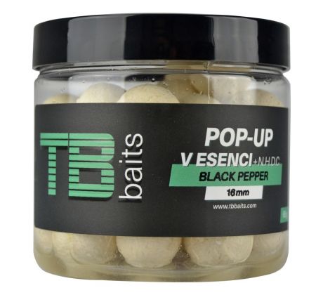 TB Baits Plovoucí Boilie Pop-Up White Black Pepper + NHDC 65 g