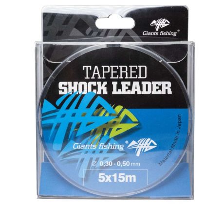 Giants fishing Ujímaný šokový vlasec Tapered Shock Leader 5 x 15 m / 0,30 - 0,50 mm