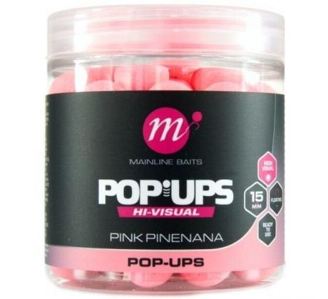 Mainline plovoucí boilies High Visual Pop Ups Pink Pinenana 15 mm