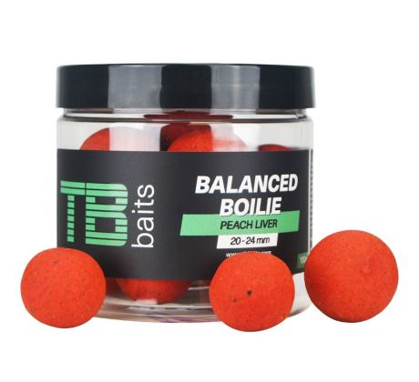 TB Baits Vyvážené Boilie Balanced + Atraktor Peach Liver 100 g 20-24 mm
