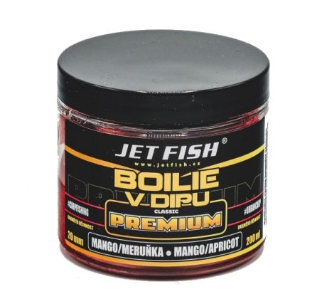Jet Fish Premium clasicc boilie v dipu 200ml - 20 mm MANGO / MERUŇKA