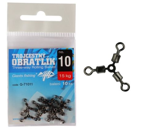 Giants Fishing Trojcestný bratlík Three-way Rolling Swivel 10ks