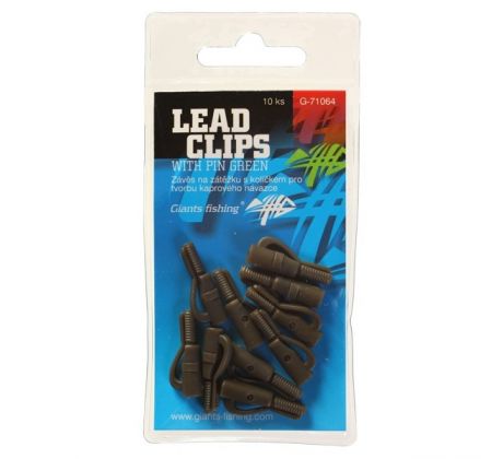 Giants Fishing Závěs na zátěžku Lead clips with pin Green/10pc