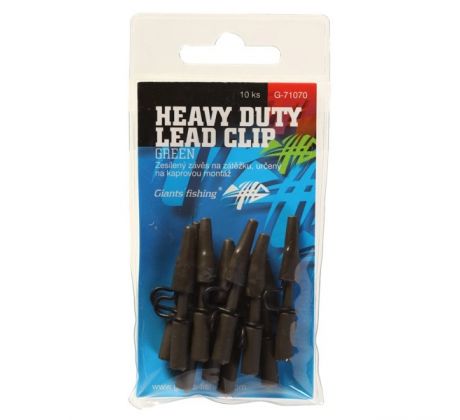 Giants Fishing Boční závěs kovový Heavy Duty Lead Clip Green, 10ks