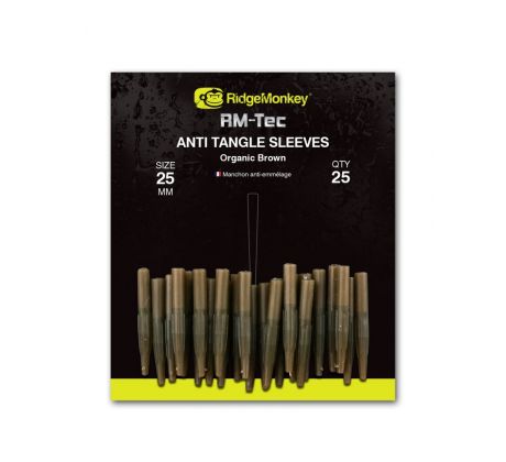 RidgeMonkey Převlek RM-Tec Anti Tangle Sleeves 25mm Hnědý 25ks 