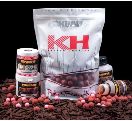 Mikbaits Boilies Krvavý Huňáček - Jahoda exclusive