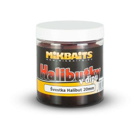 Mikbaits Halibutky v dipu 250ml - Švestka Halibut