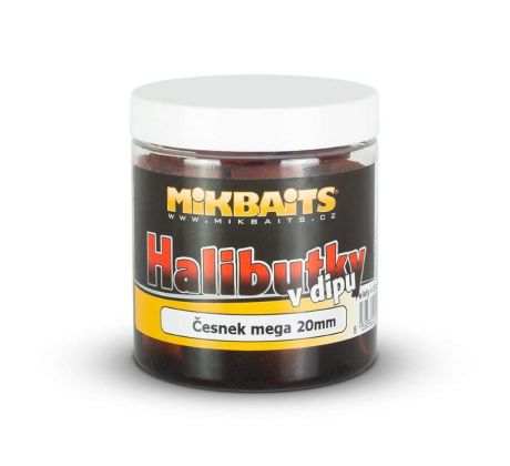 Mikbaits Halibutky v dipu 250ml - Česnek Halibut