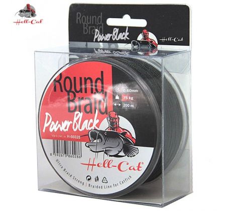 Hell-Cat Splétaná šňůra Round Braid Power Black 0,50mm, 57,50kg, 200m