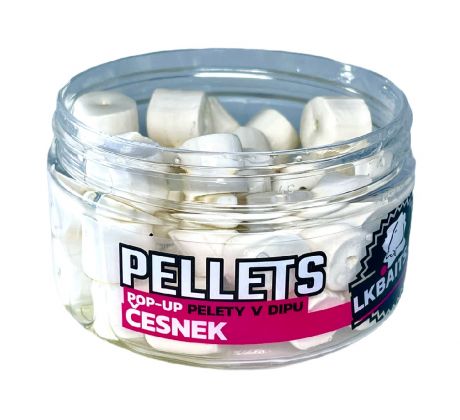 LK Baits POP-UP Pelety v dipu Česnek 12mm, 40g