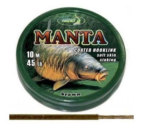 Katran Ztužená návazcová šňůrka Coated braided hook links MANTA 45lb 10m