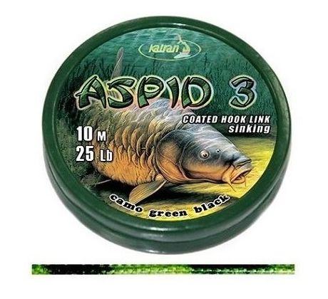 Katran Ztužená návazcová šňůrka Coated braided hook links ASPID 3 25lb 10m