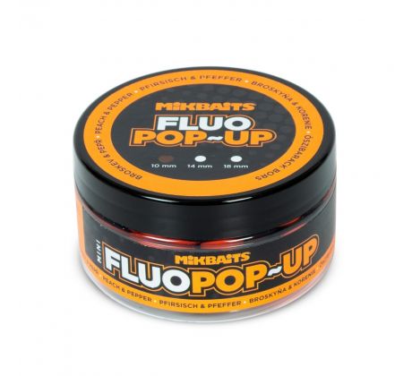 Mikbaits Mini Plovoucí fluo boilie 100ml - Broskev Pepř 10mm