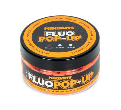 Mikbaits Mini Plovoucí fluo boilie 100ml - Půlnoční pomeranč 10mm