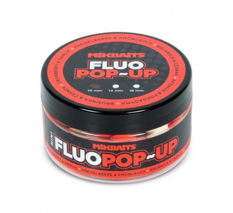 Mikbaits Mini Plovoucí fluo boilie 100ml - Brusinka Česnek 10mm