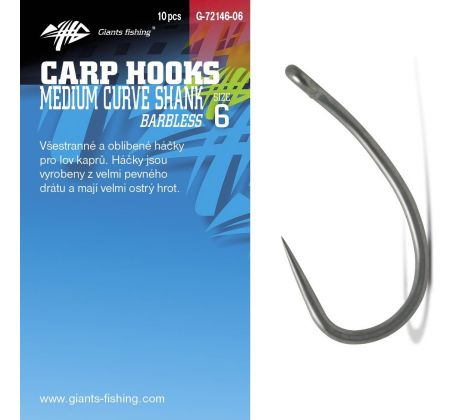Giants fishing Háček s očkem bez protihrotu Medium Curve Shank 10ks